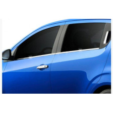 Chevrolet Aveo Sd T300 2011- Нижние молдинги стекол (4 шт., нерж)