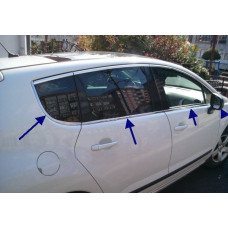 Peugeot 3008 2009-2016 Молдинги стекол нижние 8шт