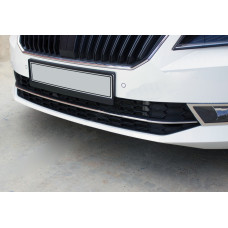 Skoda Superb (2016-) Накладки на решетку бампера (3 шт, нерж.)