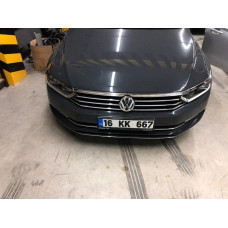 Volkswagen Passat B8 (2015-) Накладка на решетку радиатора верхняя+фары (3 шт, нерж)